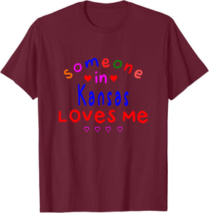 Someone in Kansas Loves Me Kids Boys Girls T-Shirt - T-Shirt | Maroon