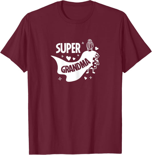 Cute Super Grandma Superhero T-Shirt - T-Shirt | Maroon