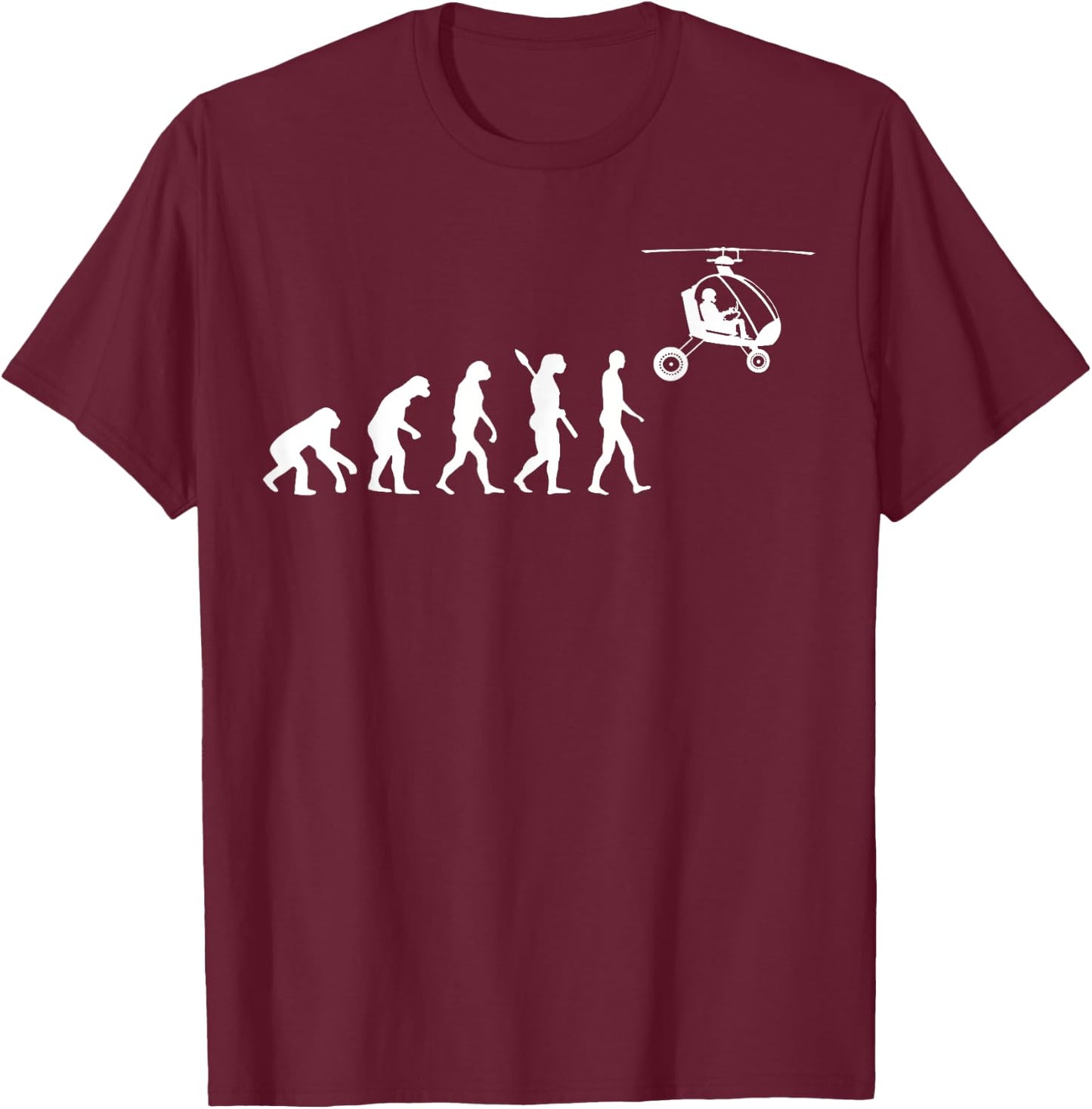 Gyrocopter Aviation Evolution Gyrocopter Pilot Autogyro T-Shirt - T-Shirt | Maroon