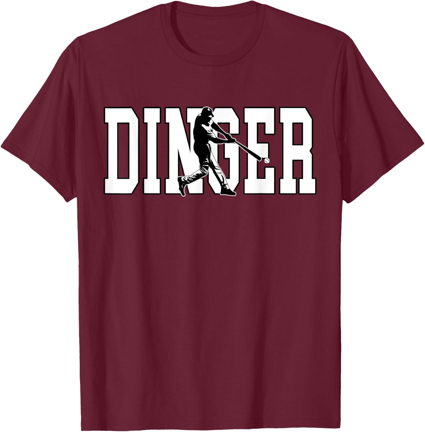 Dinger Get Out Ball Baseball Home Run Bomb Squad Hitter T-Shirt - T-Shirt | Maroon