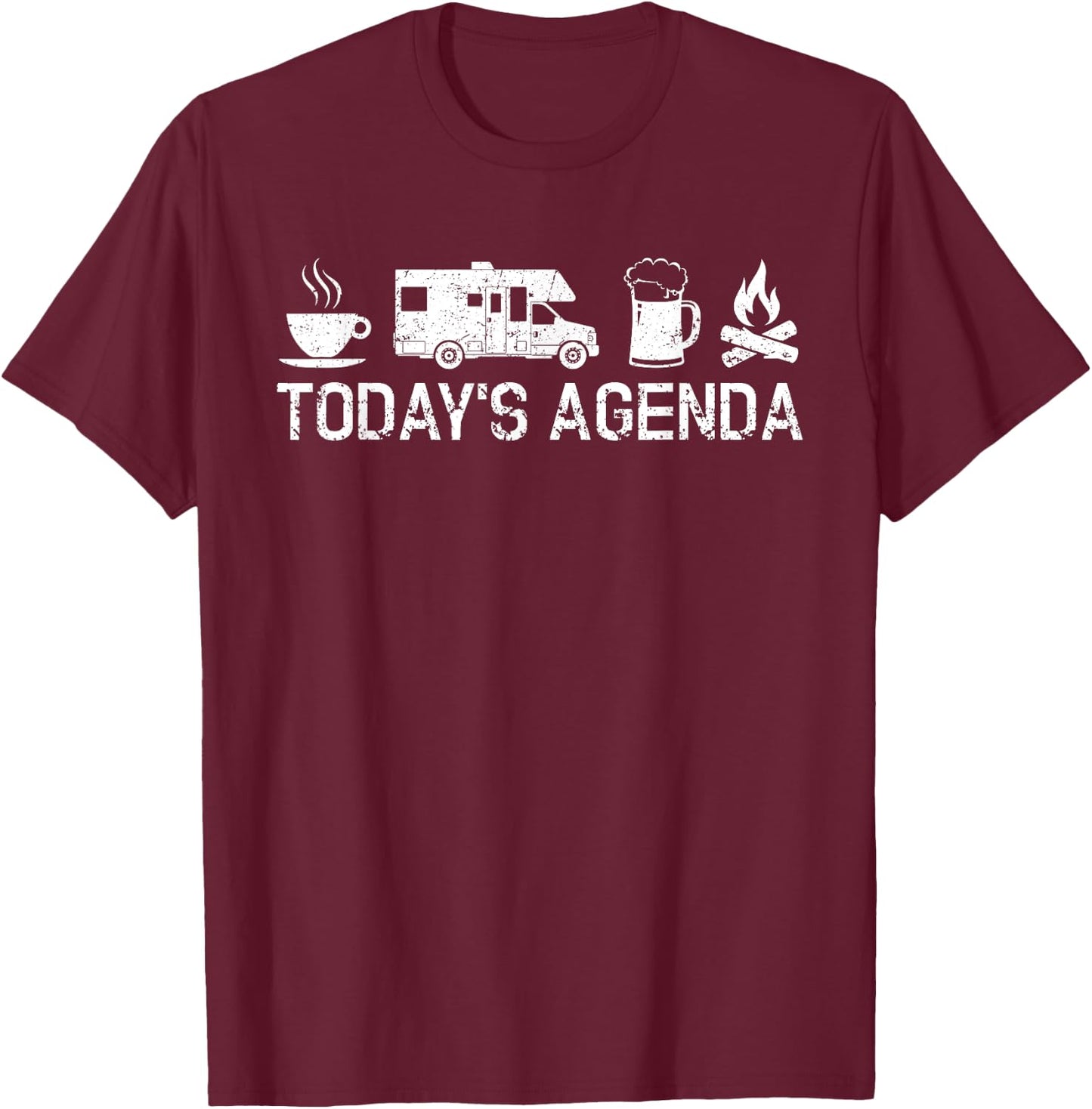 Vintage RV Camping Lover Today's Agenda Costume Camper Gift T-Shirt - T-Shirt | Maroon