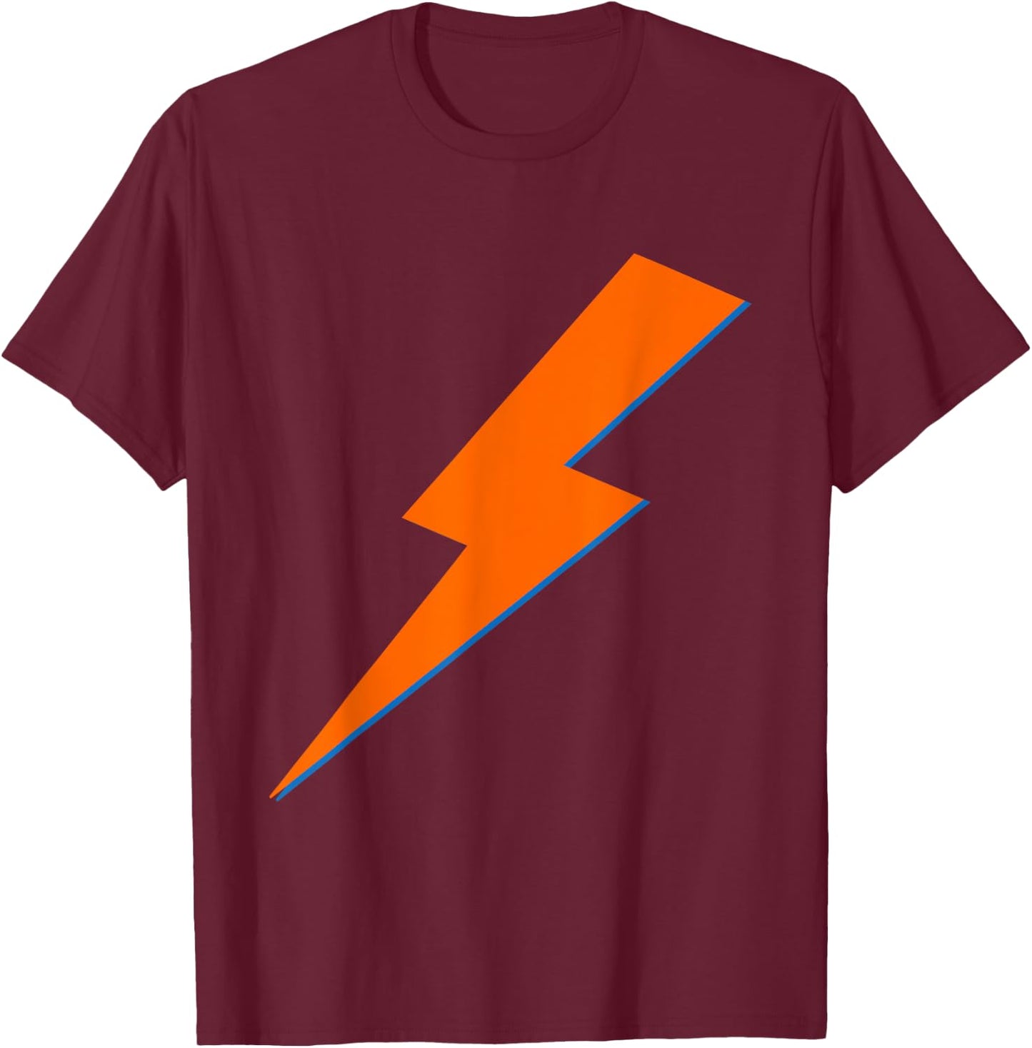 Cool Orange Blue Lightning Bolt Print T-Shirt - T-Shirt | Maroon