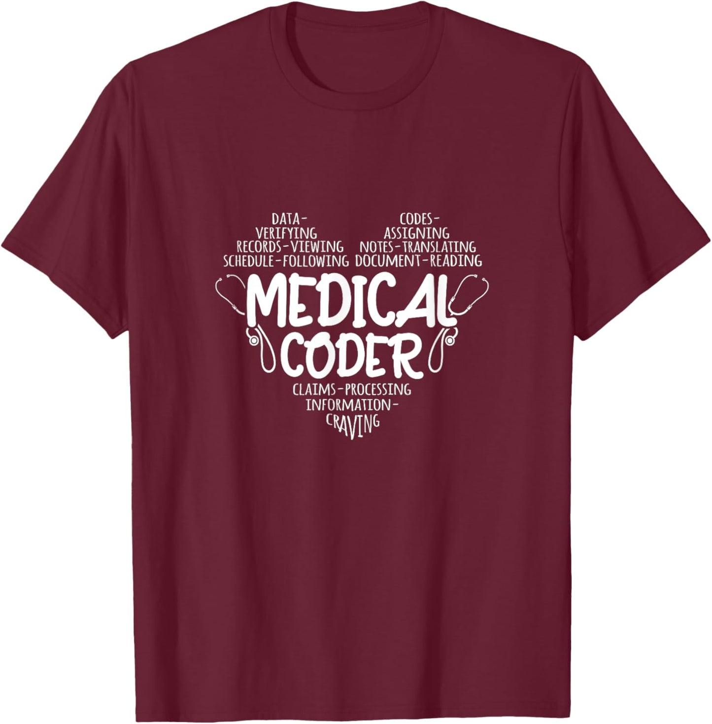 Coding Heart Medical Coder T-Shirt - T-Shirt | Maroon