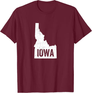 Idaho Iowa Funny Geography Mix up T-Shirt - T-Shirt | Maroon