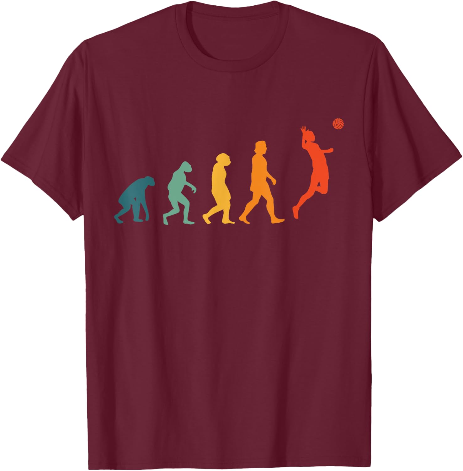 Volleyball Evolution Retro Beach volleyball Women Girls Kids T-Shirt - T-Shirt | Maroon