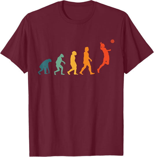 Volleyball Evolution Retro Beach volleyball Women Girls Kids T-Shirt - T-Shirt | Maroon
