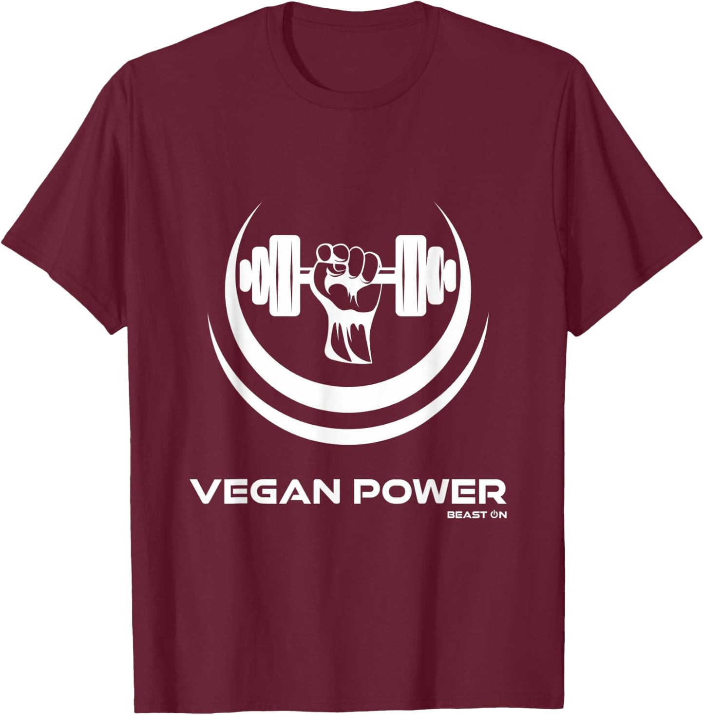 Vegan Power Dumbbell Vegan Gym Beast On Vegetarian Fitness T-Shirt - T-Shirt | Maroon