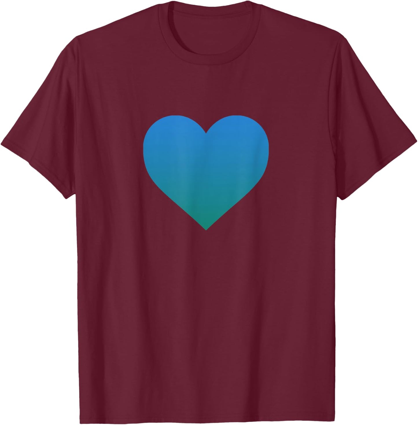 I Love You Teal Blue Heart Valentine's Day Emoticon T Shirt T-Shirt - T-Shirt | Maroon