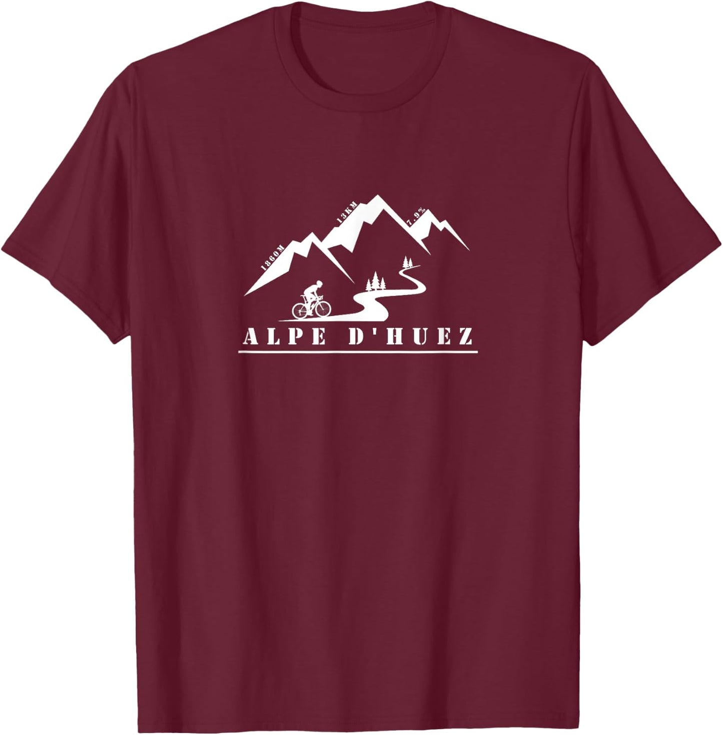 Alpe d'Huez, bicycle, bicycle, France, Alps, tour, cycling T-Shirt - T-Shirt | Maroon