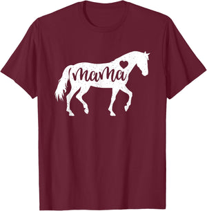 Horse Mama Mothers Day Shirt Mom Lover Gift Cute Women T-Shirt - T-Shirt | Maroon