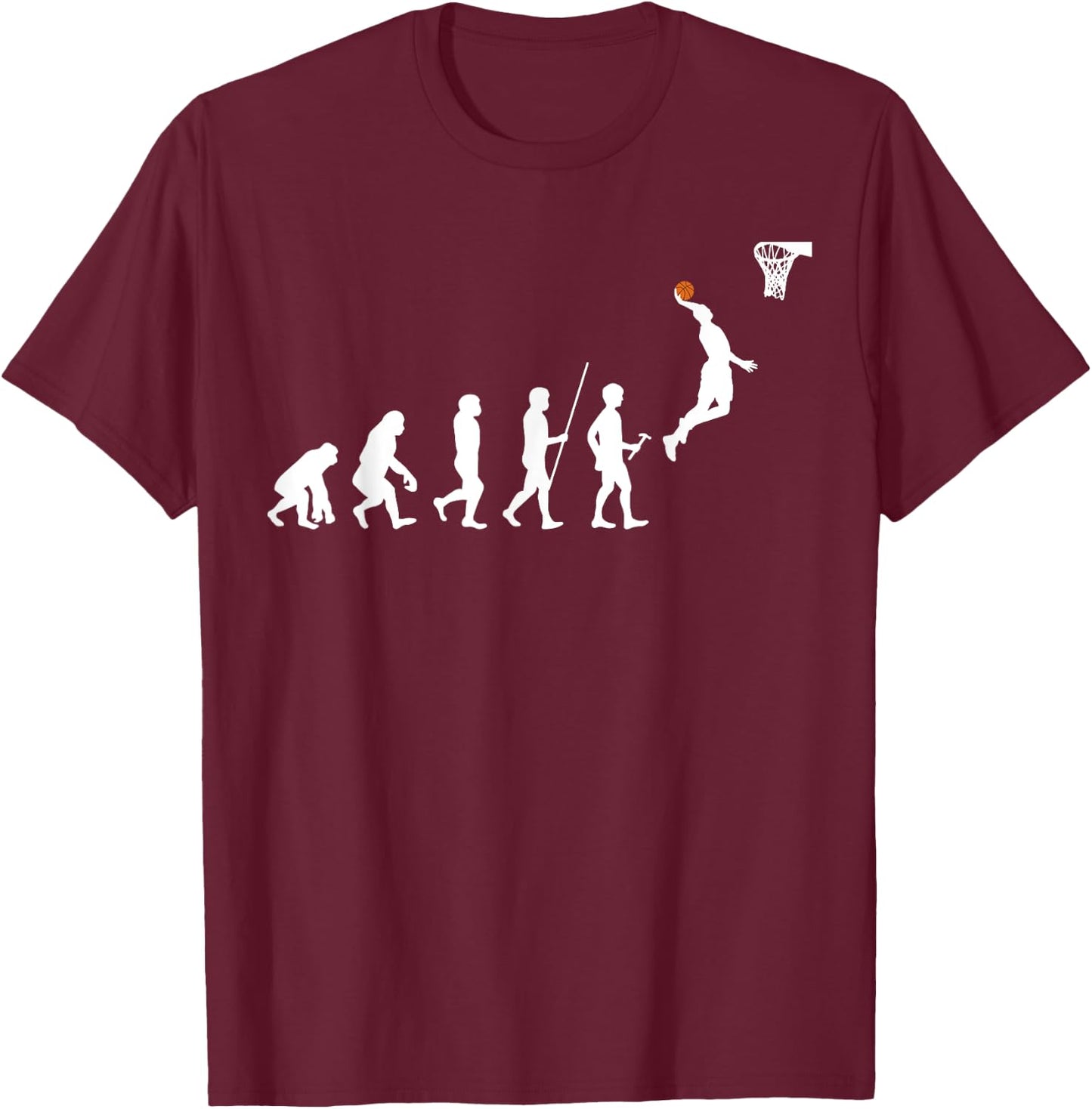 Human Evolution Basketball T-Shirt - T-Shirt | Maroon