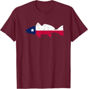 Texas Redfish Fishing | Texas Red Drum Fishing | Vintage T-Shirt - T-Shirt | Maroon