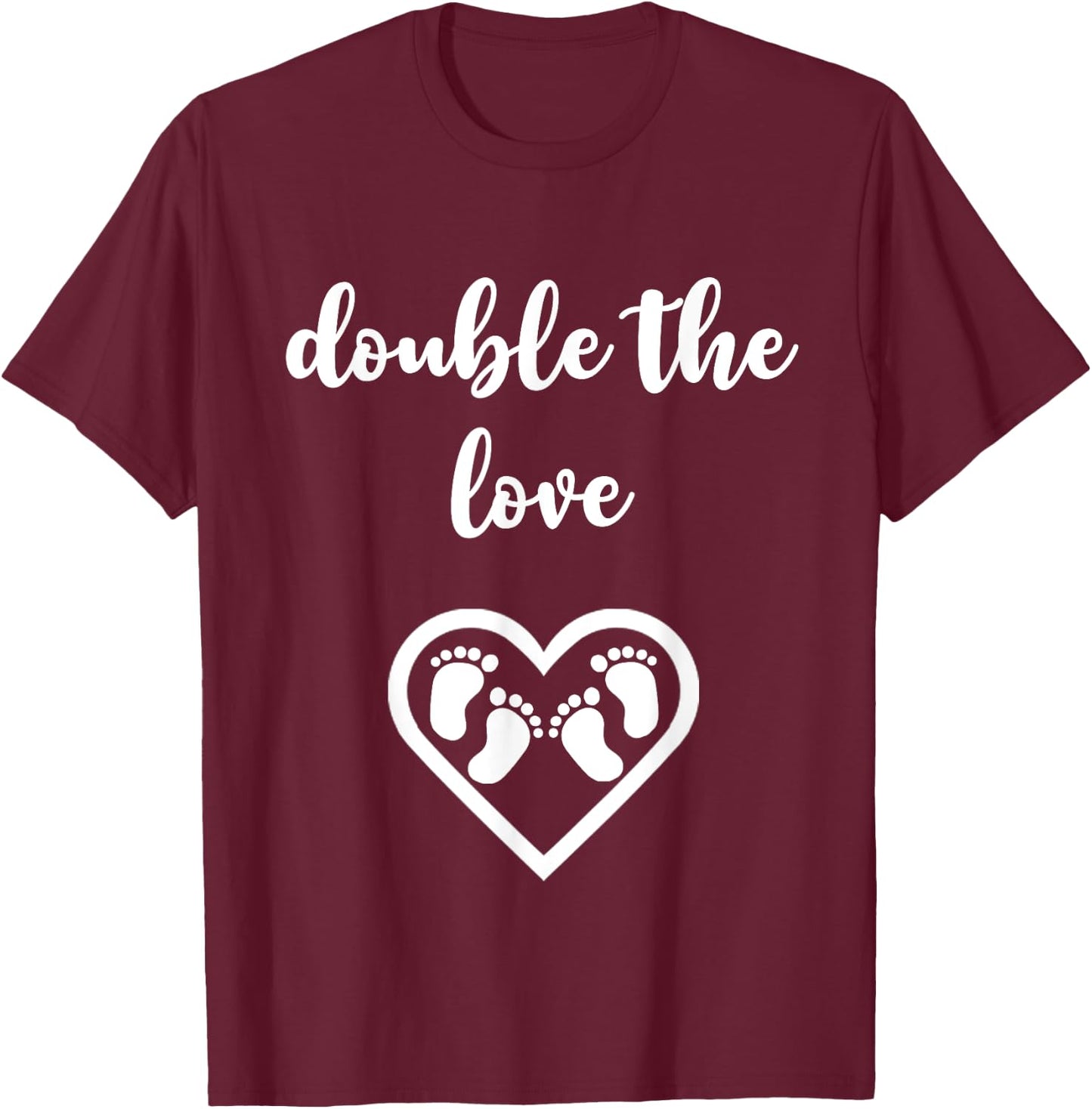 Twins Pregnancy Shirt for Pregnant Expecting Moms Double T-Shirt - T-Shirt | Maroon
