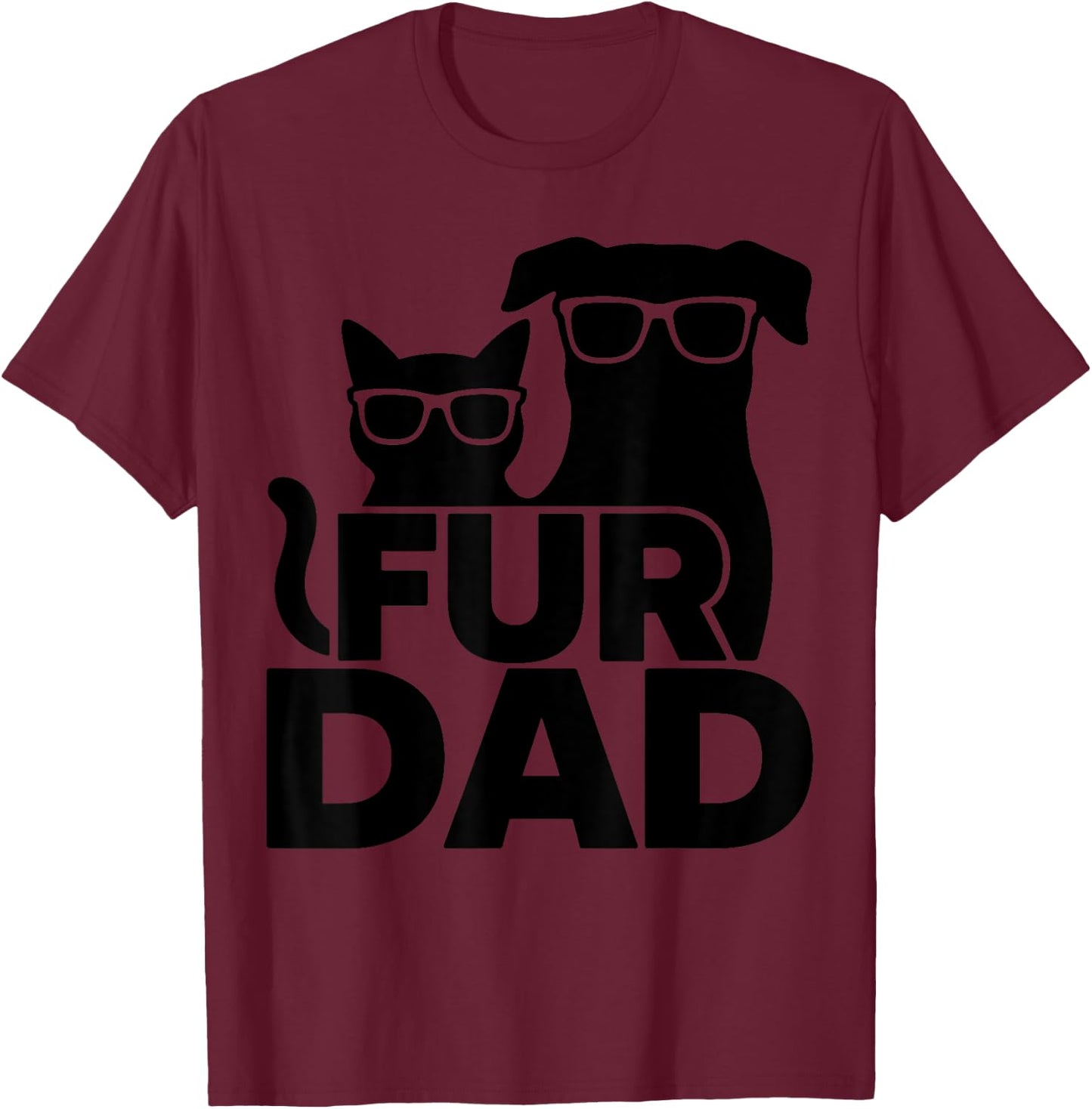 Funny Fathers Day Best Fur Dad Ever Dog Cat Owner Men T-Shirt - T-Shirt | Maroon
