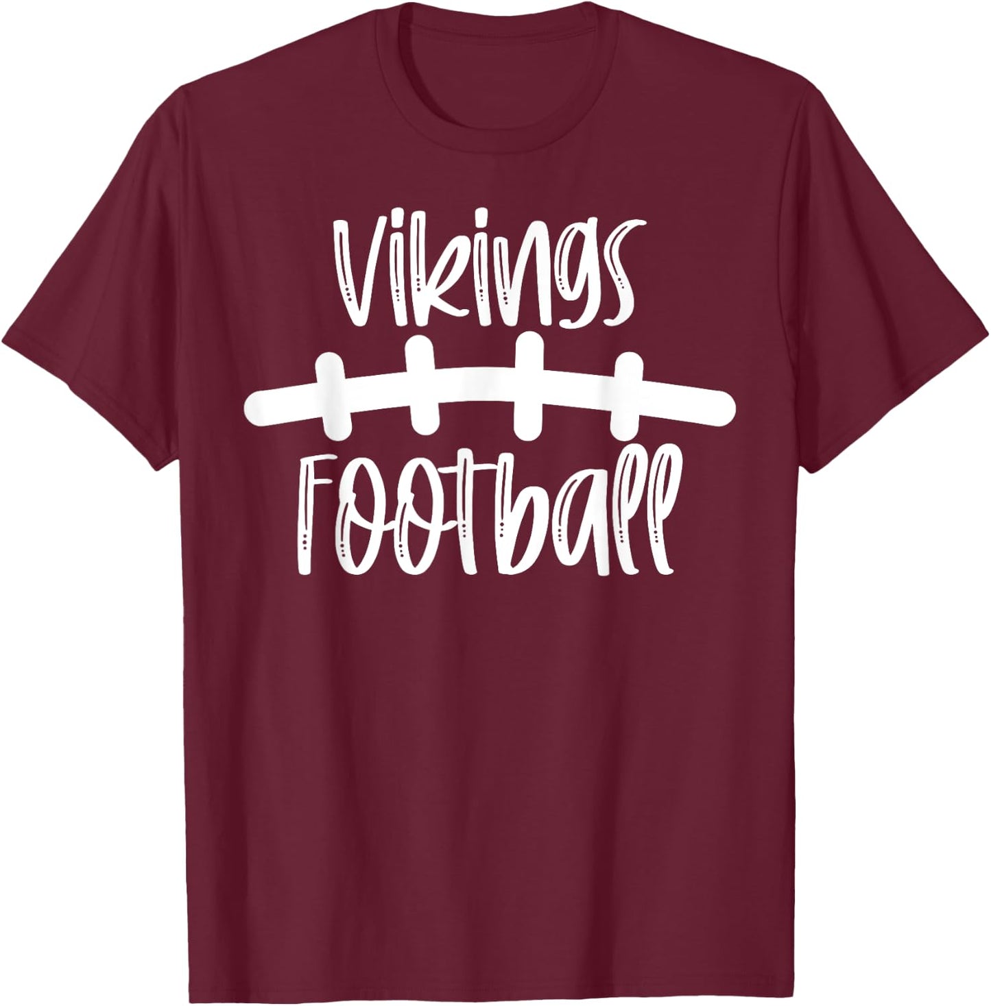 Vikings Football School Spirit Team Mascot Game Night T-Shirt - T-Shirt | Maroon