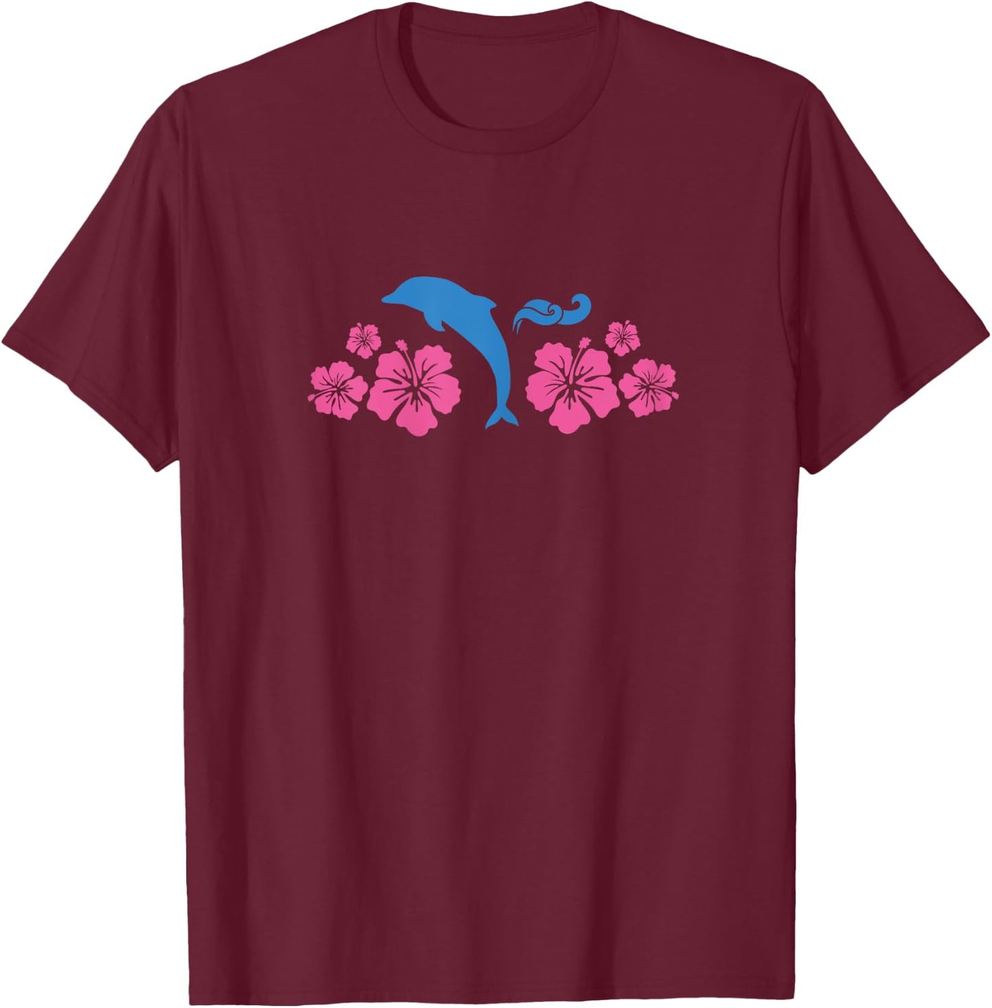 Dolphin & Flowers Coconut Girl Y2K 2000s Aesthetic Summer T-Shirt - T-Shirt | Maroon