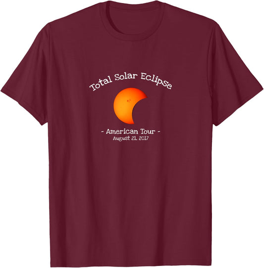 Two-Sided Solar Eclipse 2017 American Tour Shirt T-Shirt - T-Shirt | Maroon