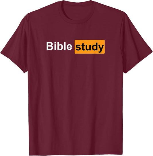 Bible Study Funny Ironic Logo T-Shirt - T-Shirt | Maroon