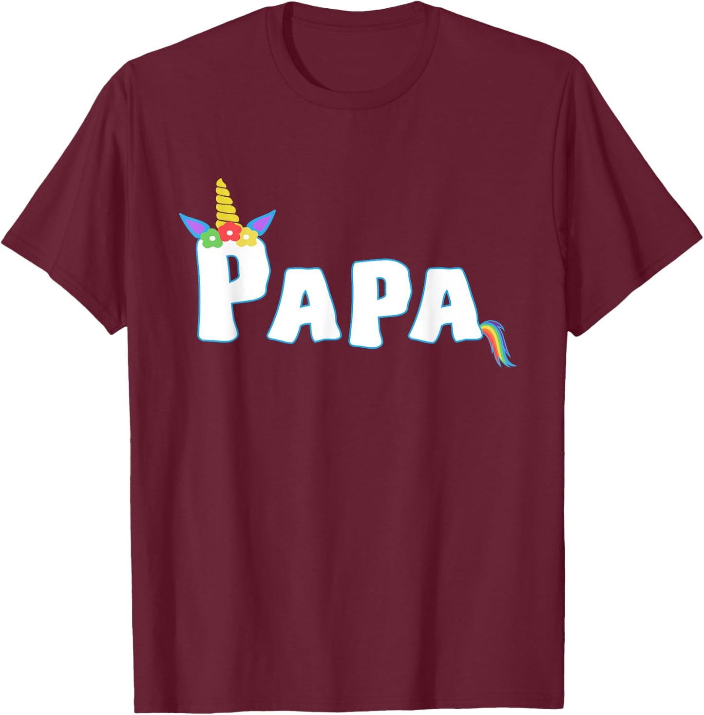 Unicorn Birthday Girl Funny Papa Grandpa Family T-Shirt - T-Shirt | Maroon