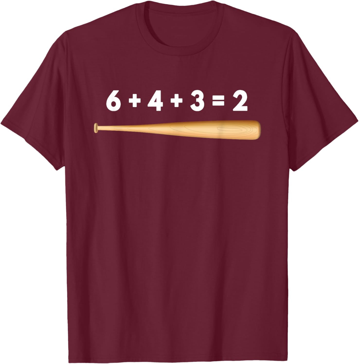 Baseball Math 6 4 3 2 Double Play Funny Baseball Mom, Dad T-Shirt - T-Shirt | Maroon