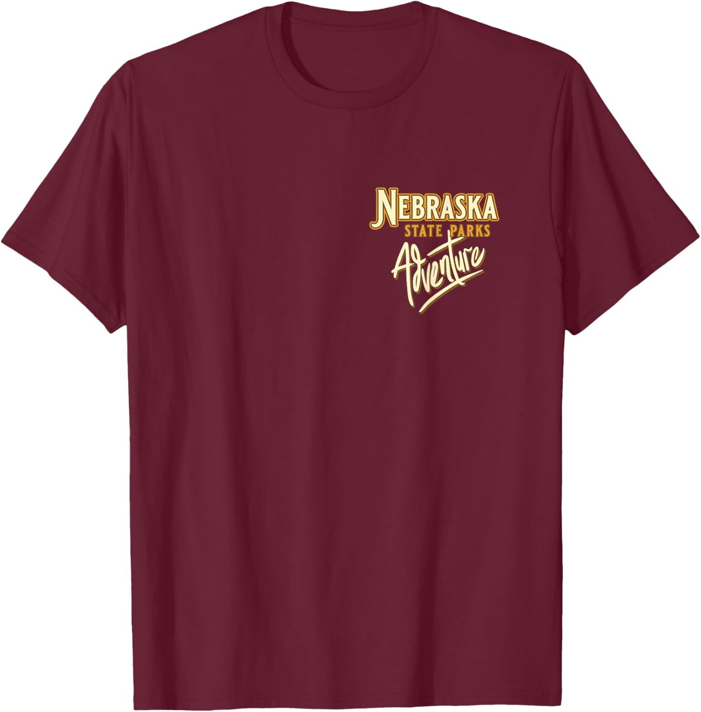 Nebraska State Parks Illustrated Pictorial Map Camping T-Shirt - T-Shirt | Maroon