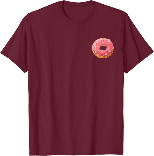 Donut Pocket Shirt Pink Sprinkle Doughnut Lovers Sweet T-Shirt - T-Shirt | Maroon