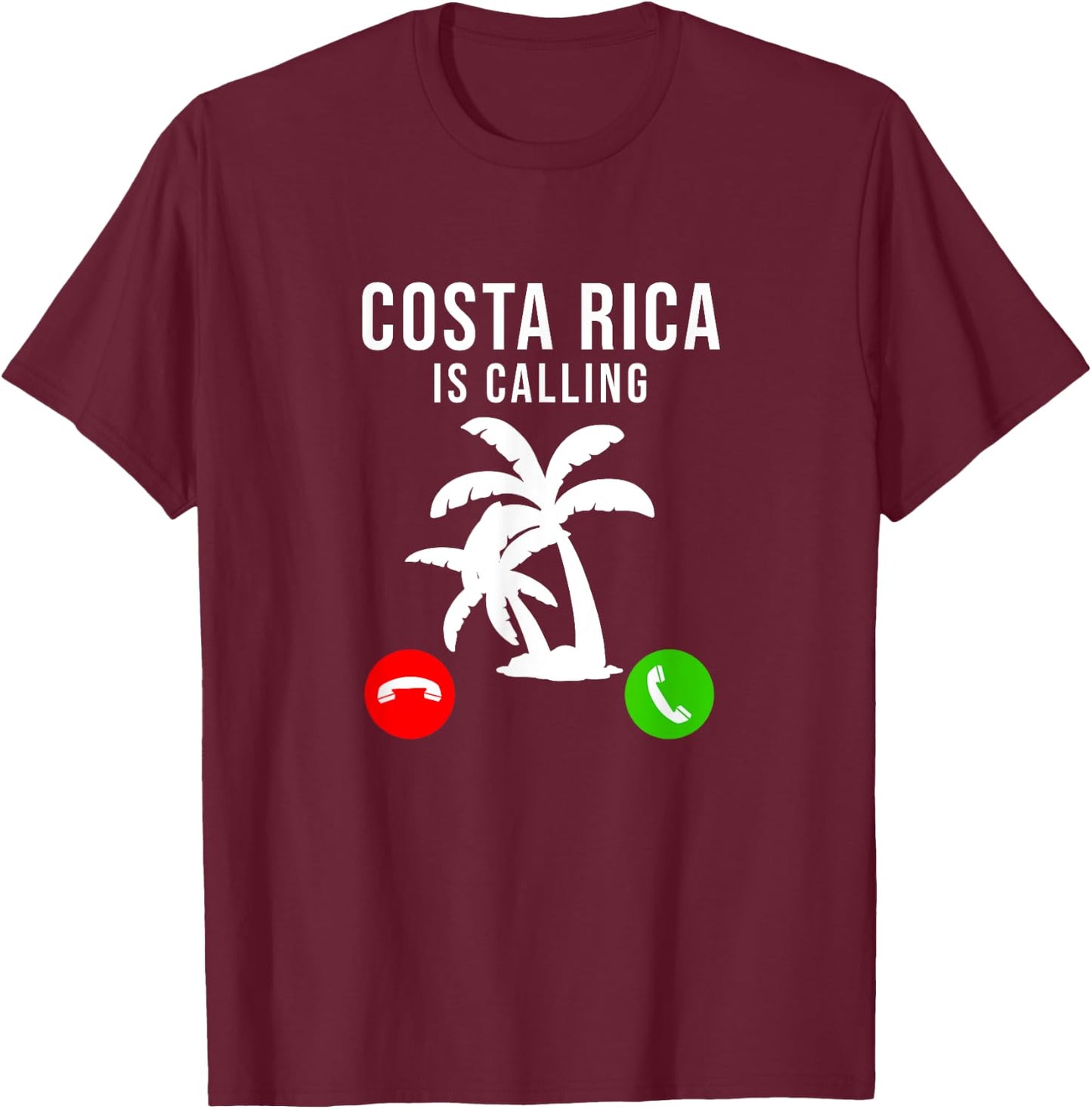 Costa Rica Is Calling Palm Tree Vacation Funny Costa Rica T-Shirt - T-Shirt | Maroon