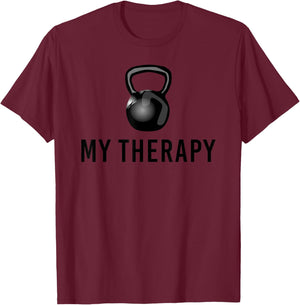 My Therapy Kettlebell Funny Gym Summer Workout Weightlifting Women T-Shirt - T-Shirt | Maroon