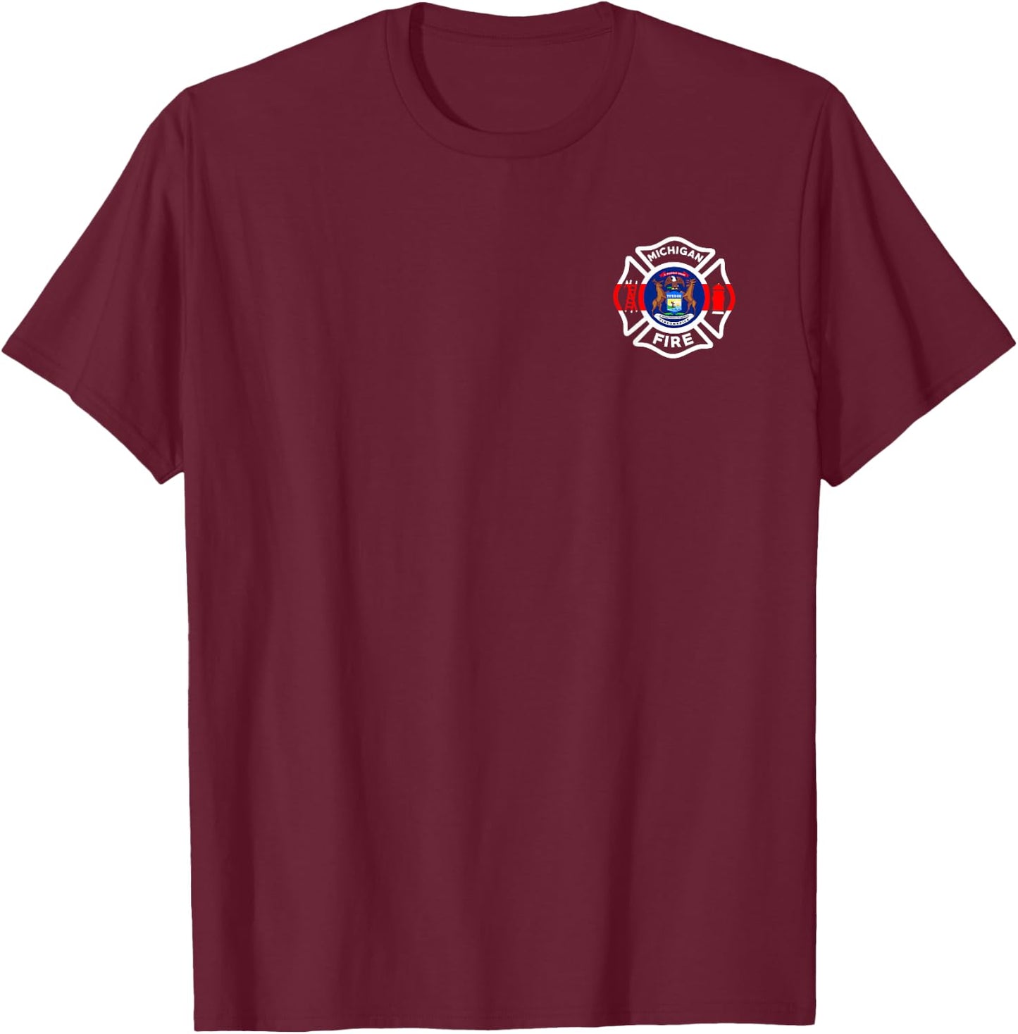 Michigan Fire Department Firefighters Firemen T-Shirt - T-Shirt | Maroon
