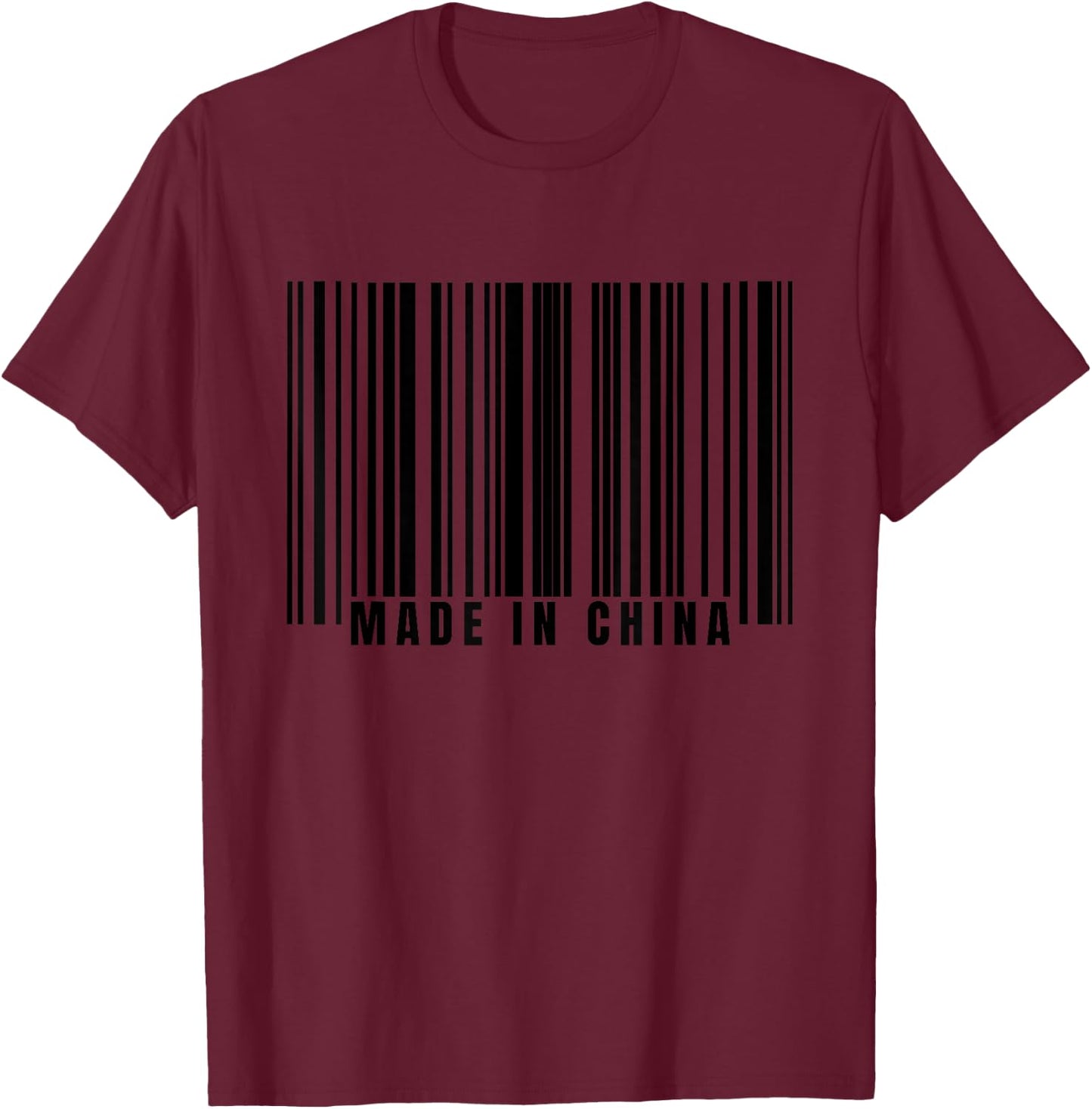 Barcode Made or Born in China Chinese Birth Country China T-Shirt - T-Shirt | Maroon