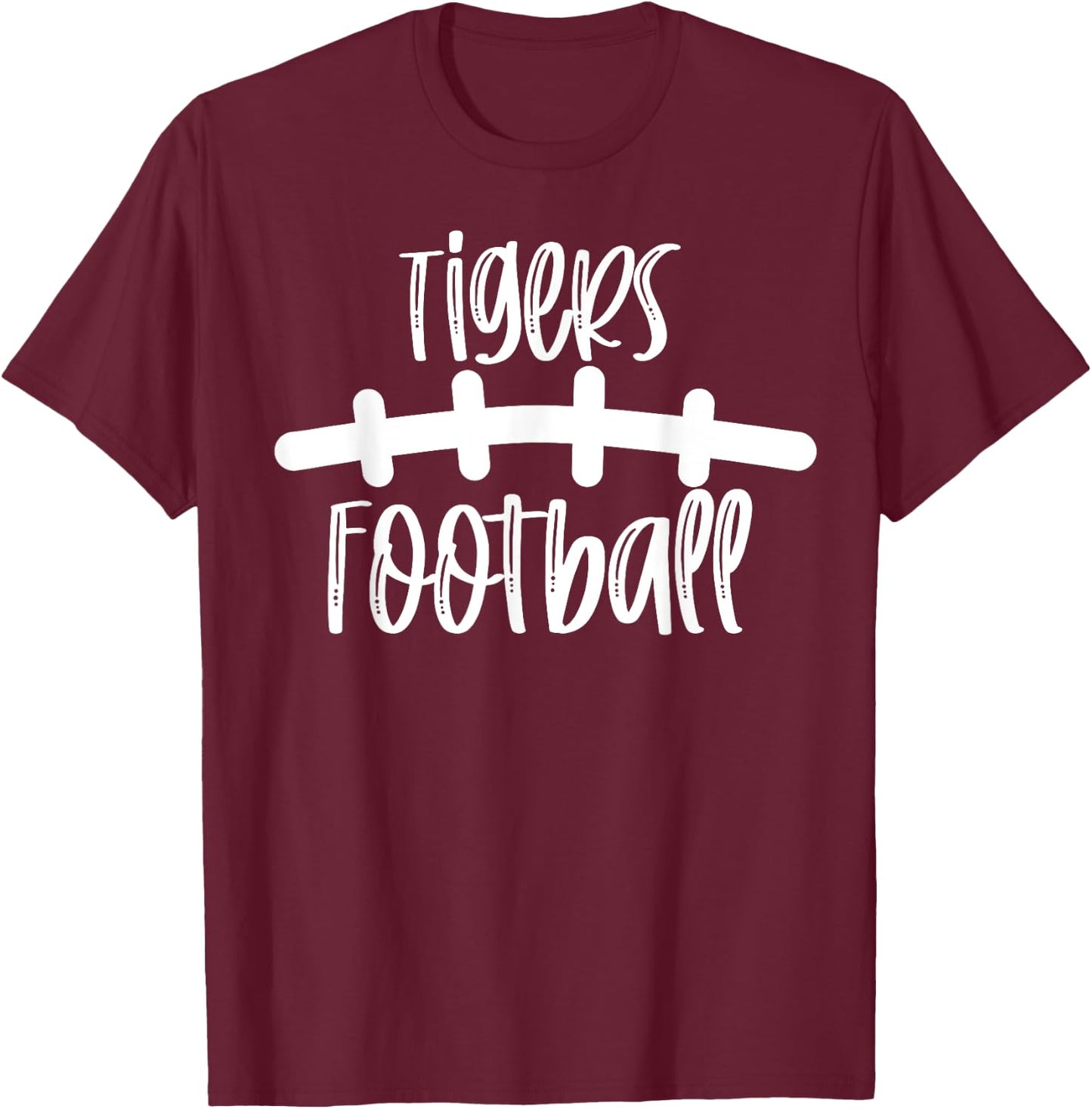 Tigers Football School Spirit Team Mascot Game Night T-Shirt - T-Shirt | Maroon