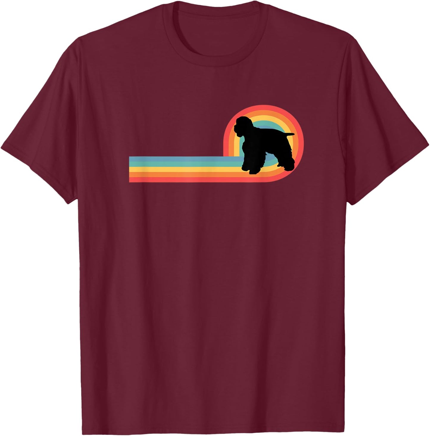 American Cocker Spaniel 70s Retro Rainbow Dog Pet Owner Cute T-Shirt - T-Shirt | Maroon
