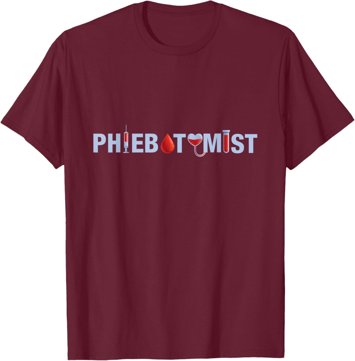 Phlebotologist Blood Drops Syringe Blood Donation Doctor Gift T-Shirt - T-Shirt | Maroon