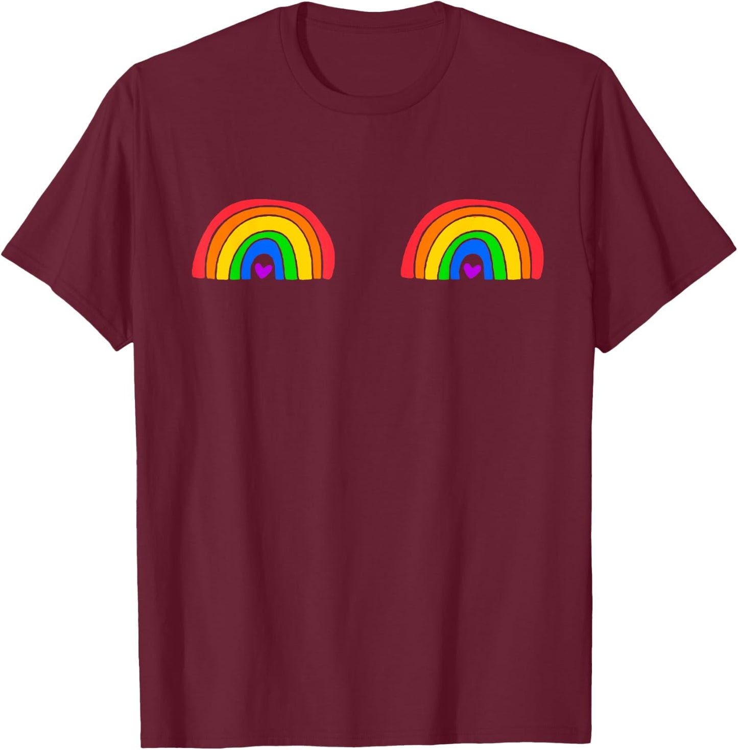 Rainbow Boobs Pride T-Shirt - T-Shirt | Maroon