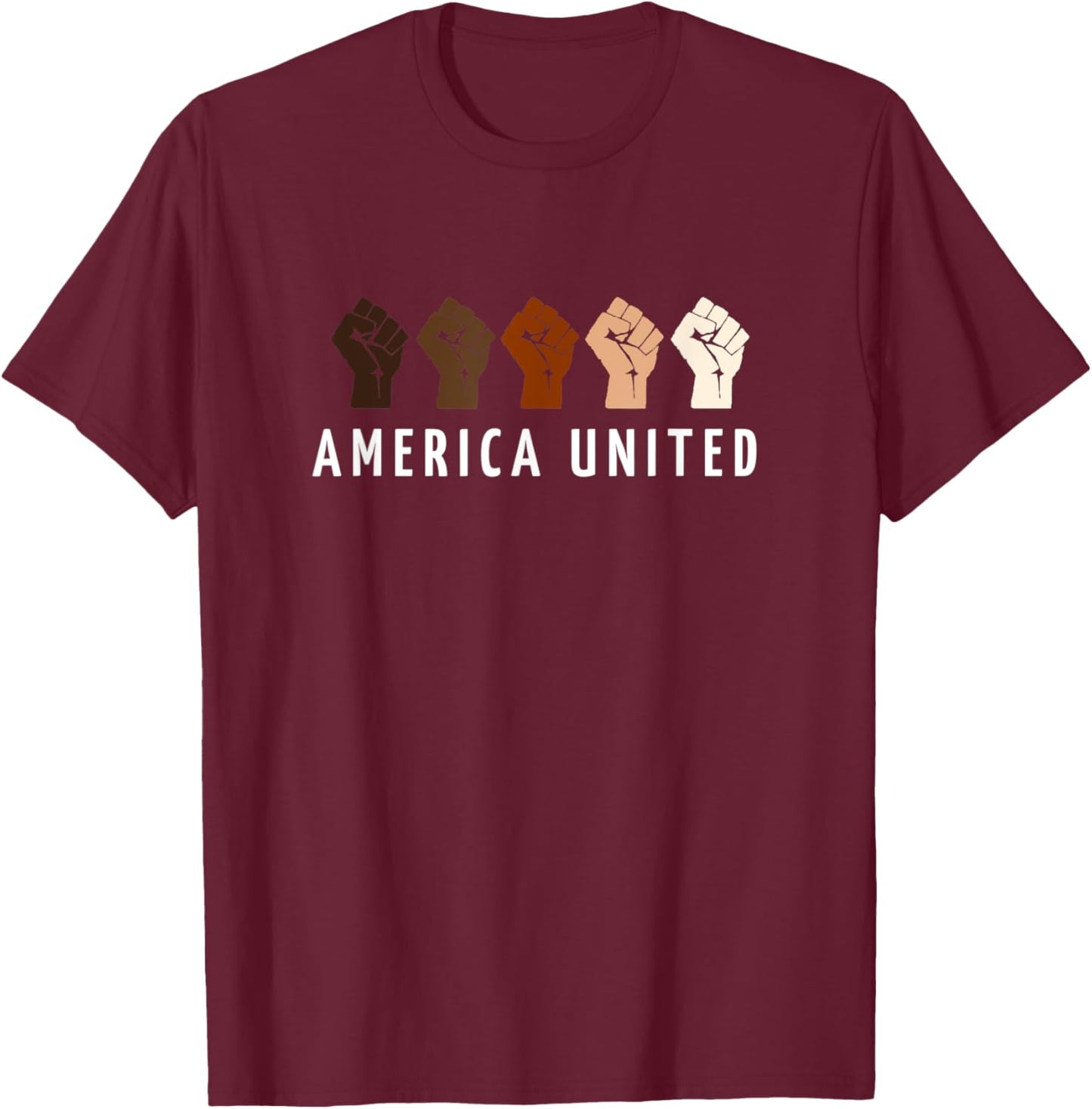 Multi Color Fist America United T-Shirt - T-Shirt | Maroon