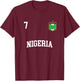 Nigeria Football Shirt 7 BACK Nigerian Flag Soccer T-Shirt - T-Shirt | Maroon