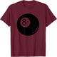 Silhouette Pocket Billiards Pool 8 Ball Cue Stick Player Fan T-Shirt - T-Shirt | Maroon
