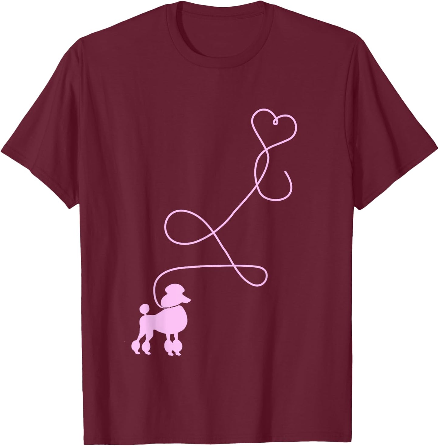 50s Sock Hop Costume Dog Pink Poodle Heart 1950s Top Women Kids T-Shirt - T-Shirt | Maroon