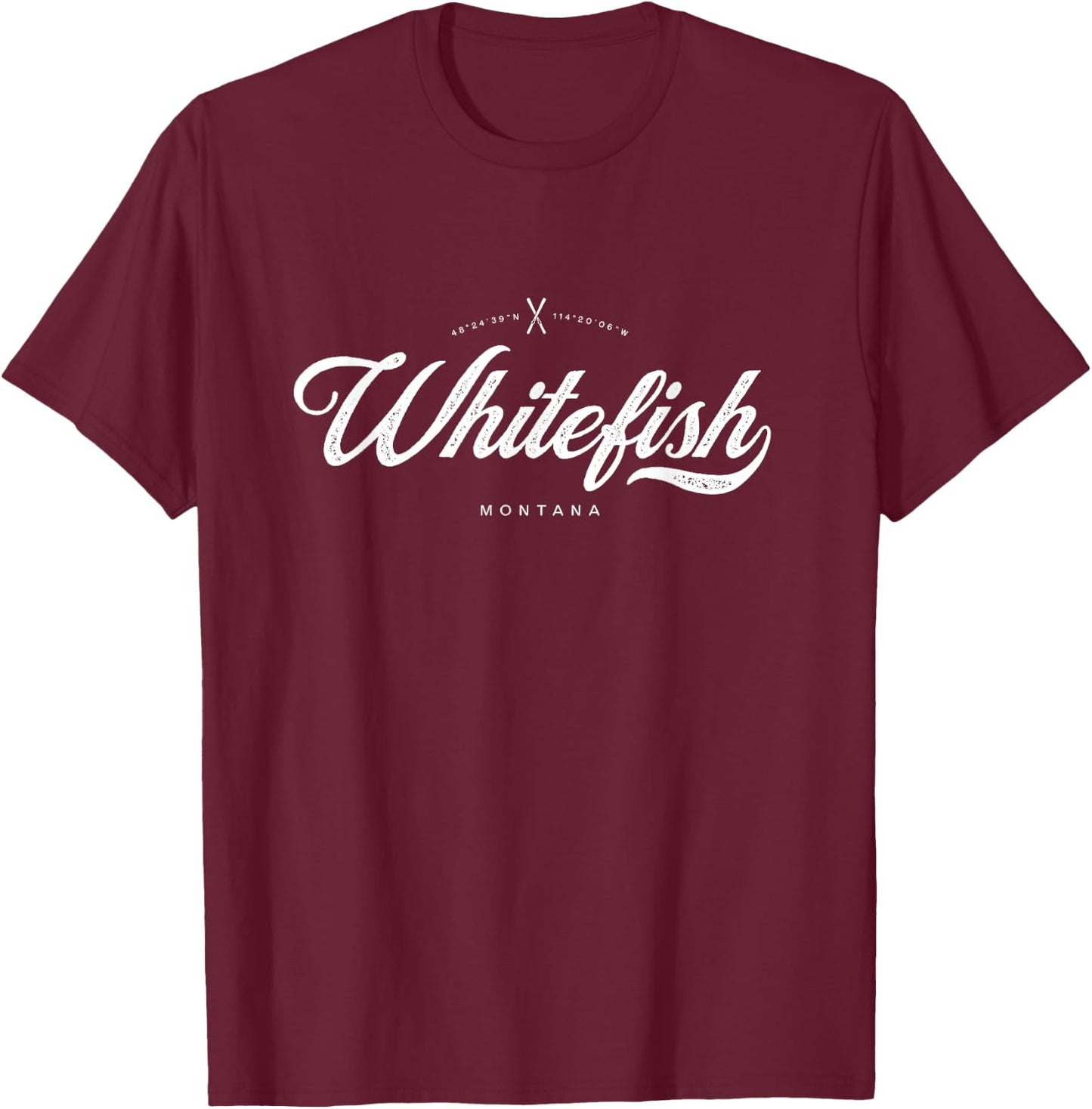 Whitefish Montana Graphic Skis Vintage Retro T-Shirt - T-Shirt | Maroon