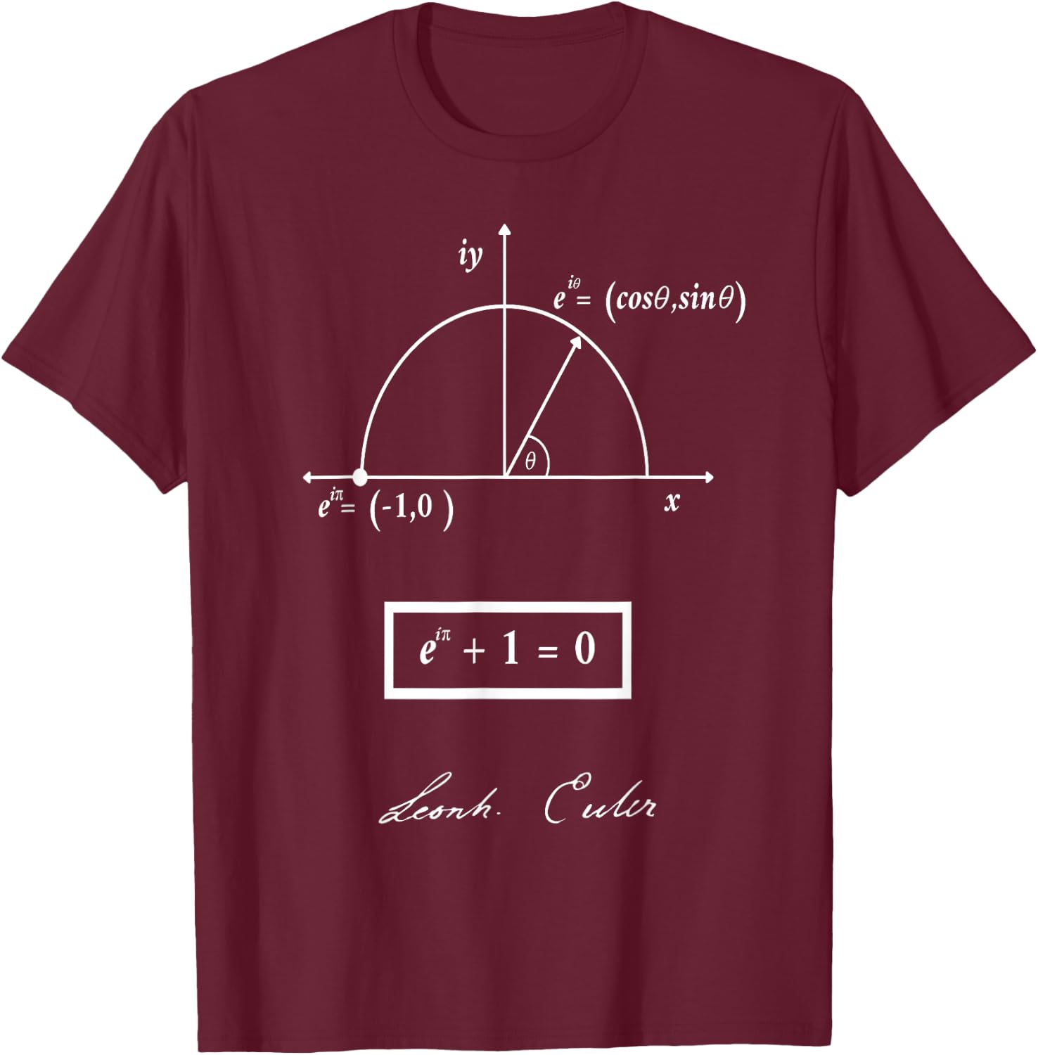 Euler Formula Maths T-Shirt - T-Shirt | Maroon