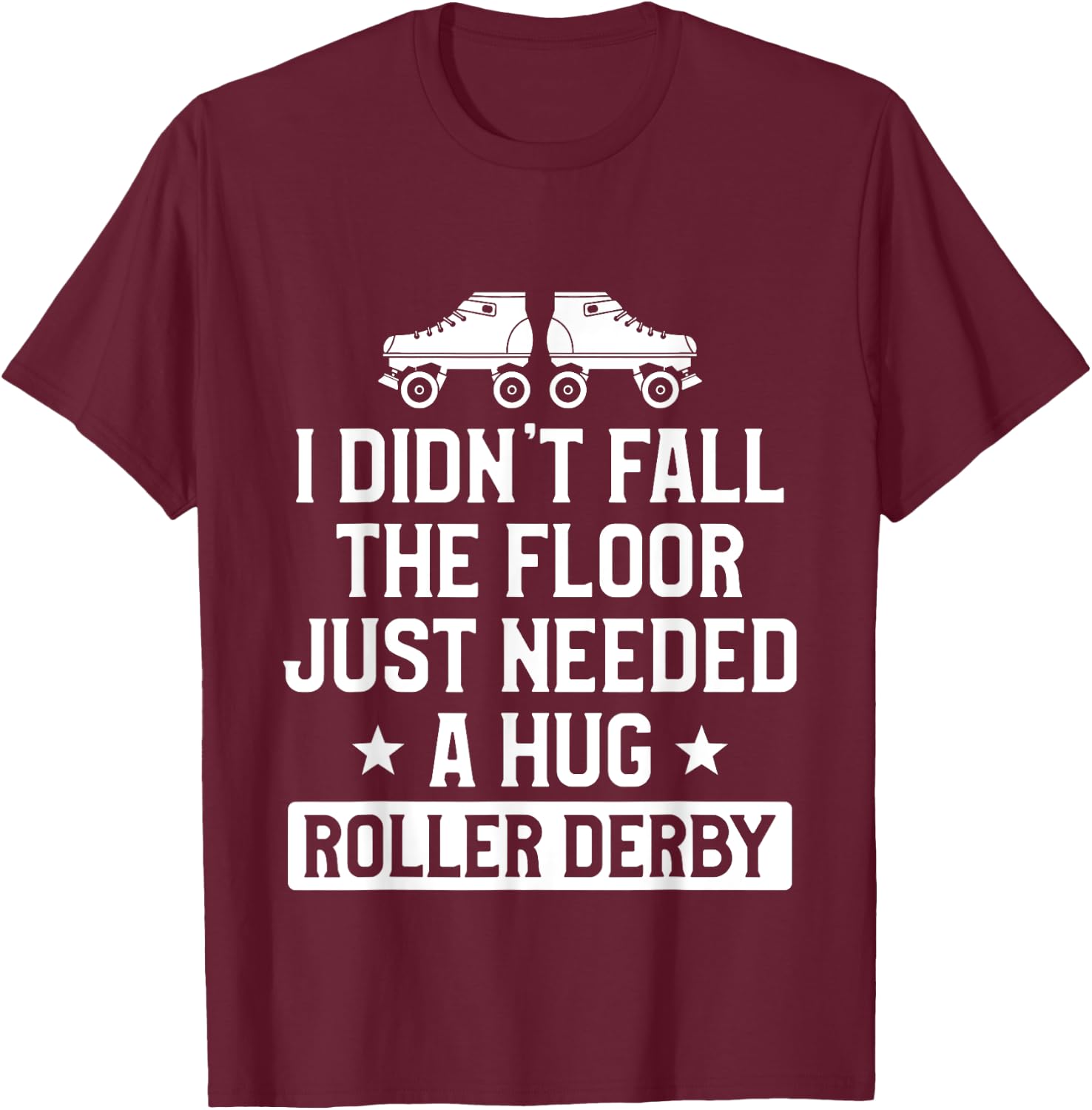 Roller Derby Player Fall on Floor Skating Team T-Shirt - T-Shirt | Maroon