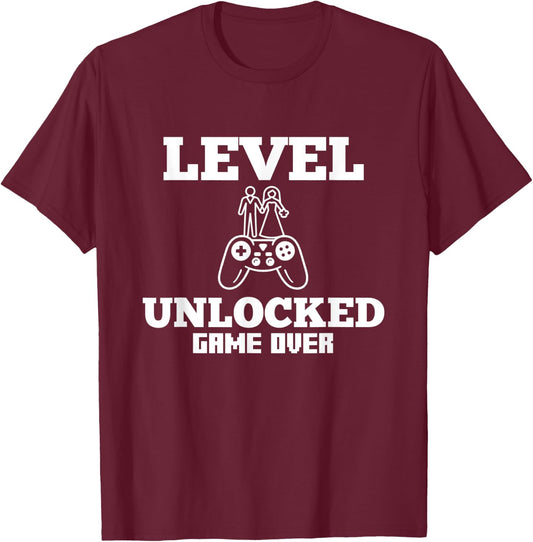 Gamer Husband Funny Wedding Gift Game Over T-Shirt - T-Shirt | Maroon