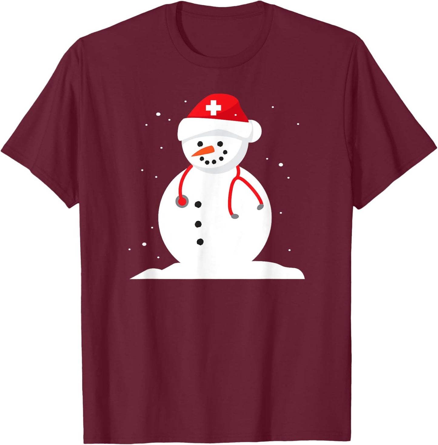 Snowman Nurse Cute Christmas Winter Holiday Snow Gift T-Shirt - T-Shirt | Maroon