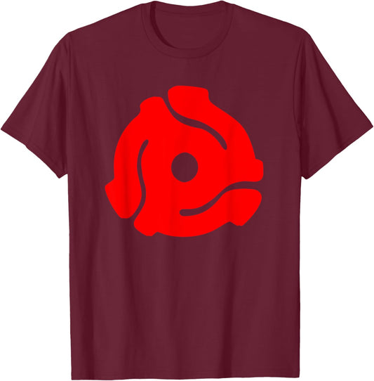 DJ 45 RPM Adapter Vintage Style Turntable Record Disc Jockey T-Shirt - T-Shirt | Maroon