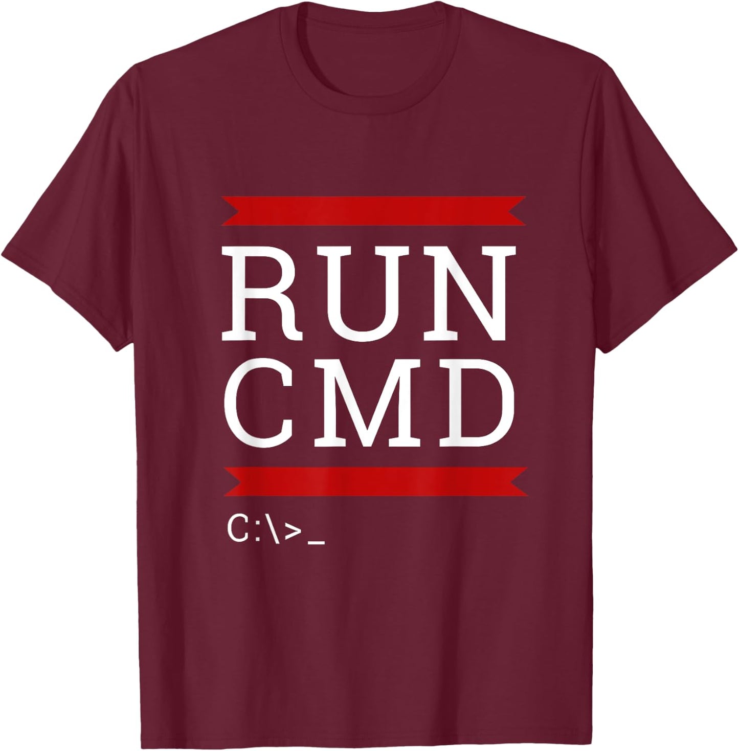 RUN CMD - Funny Software Programmer Coder shirt T-Shirt - T-Shirt | Maroon