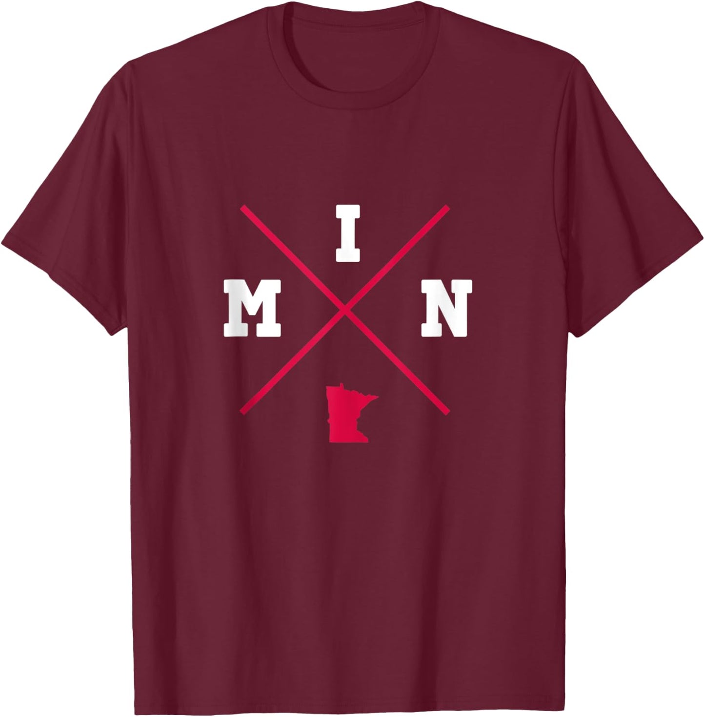 Classic MIN Minnesota Red Vintage State Outline T-Shirt - T-Shirt | Maroon