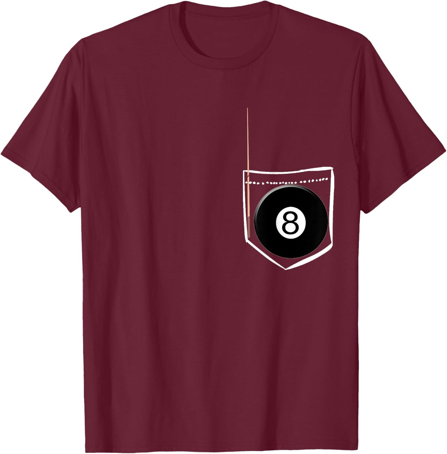 Billiard Pocket 8 Balls Cues Pool Snooker T-Shirt - T-Shirt | Maroon