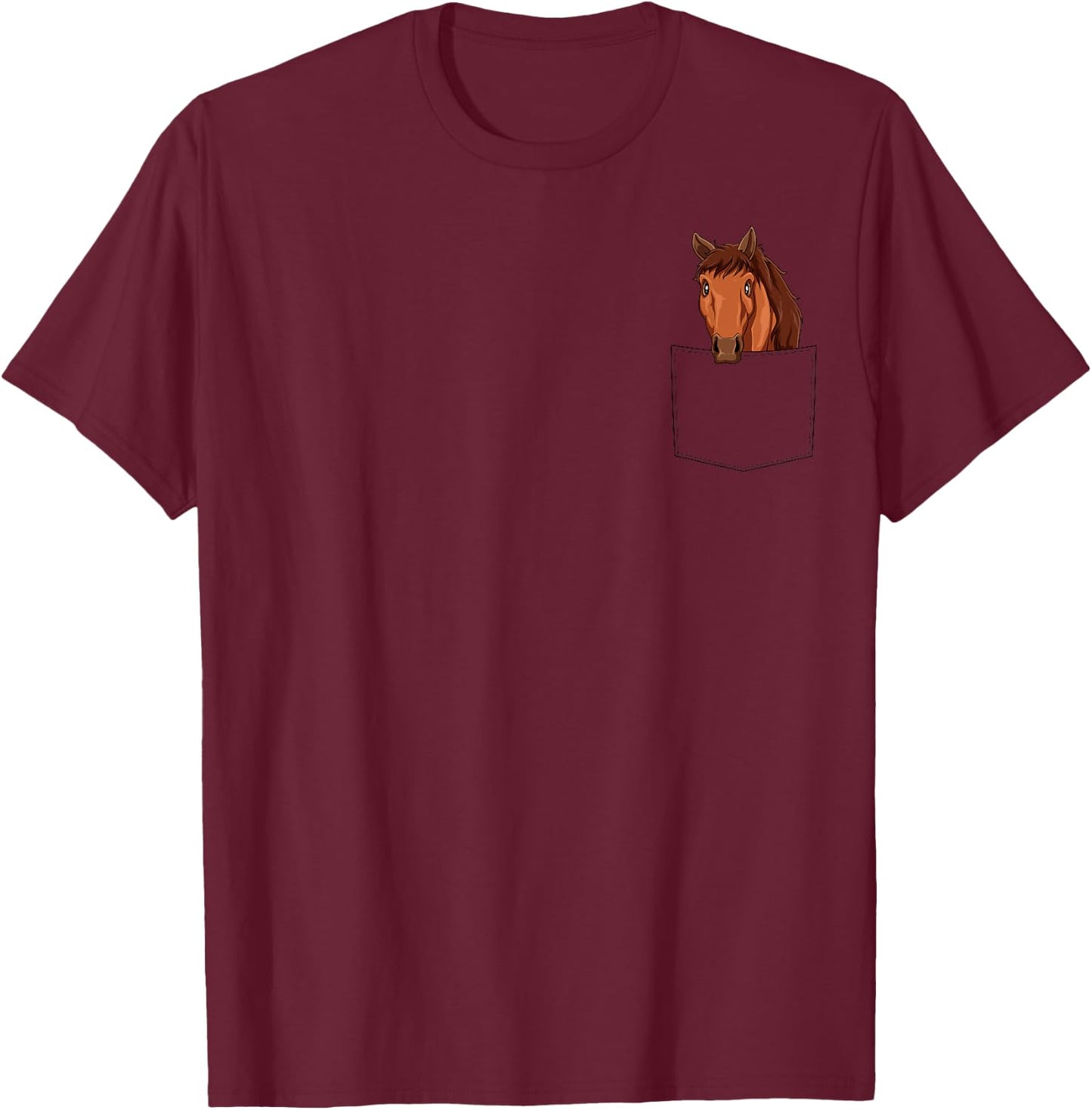 Horse Pocket Horse In Pocket Horse Peeking Funny Farming T-Shirt - T-Shirt | Maroon