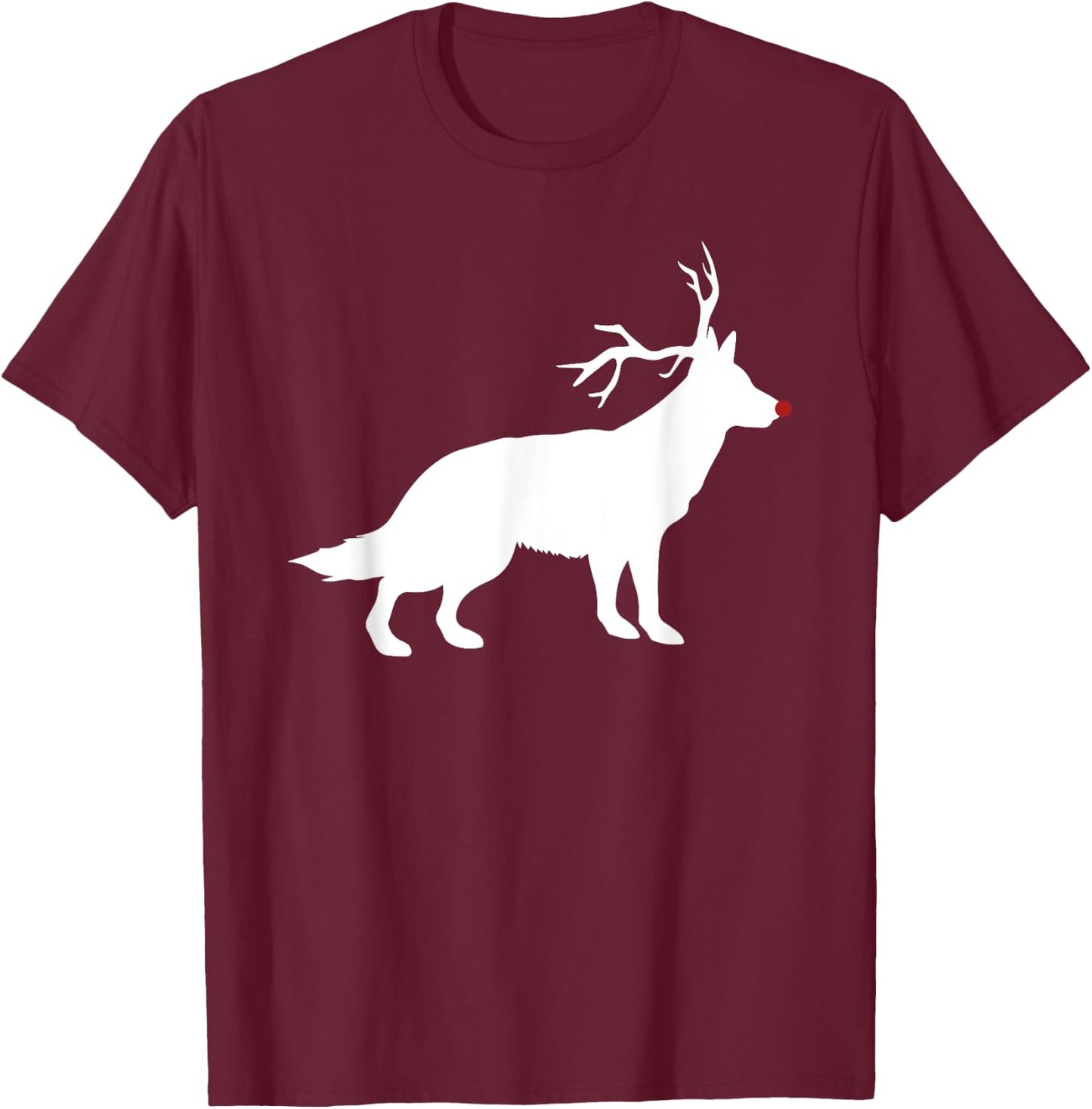 Funny German Shepherd Dog Christmas Reindeer Antlers Xmas T-Shirt - T-Shirt | Maroon