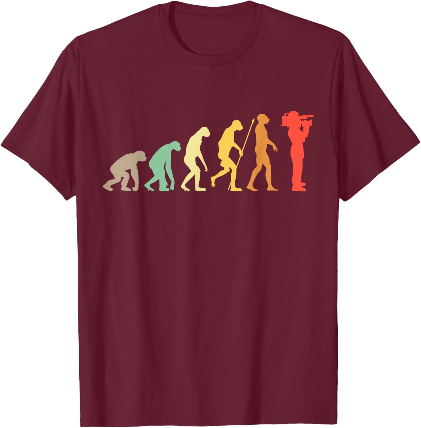 Kameramann Evolution Vintage Camera Filmmaker Gift T-Shirt - T-Shirt | Maroon
